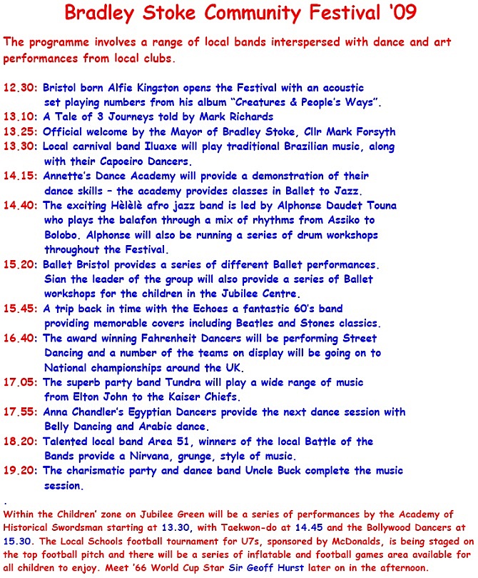 Festival Saturday Programme