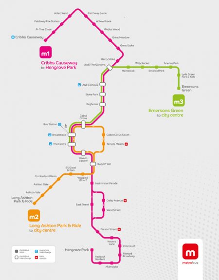 MetroBus route map (January 2018).