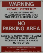 Willow Brook Centre No Parking Sign