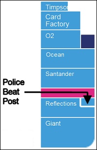 Location of the police beat post at the Willow Brook Centre, Bradley Stoke