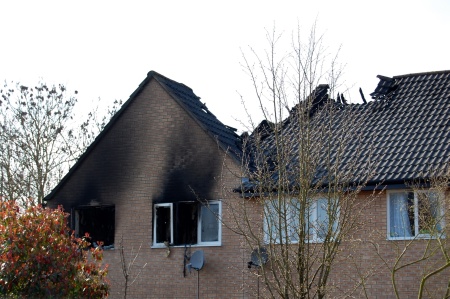 Aftermath of a fire at a house in Merryweather Close, Bradley Stoke