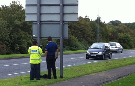 Community Speed Watch volunteers on Bradley Stoke Way