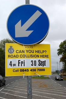 Accident witness appeal sign on Bradley Stoke Way