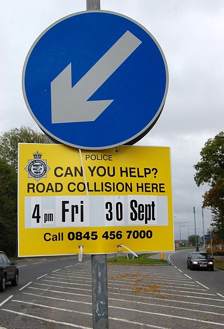 Accident witness appeal sign on Bradley Stoke Way