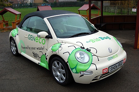 The GENeco Bio Bug car at Holy Trinity Primary School, Bradley Stoke