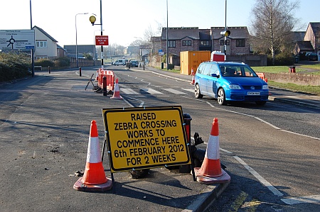 Raised table zebra crossing under construction in Pear Tree Road