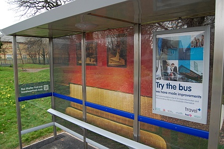 Decorated bus shelter on Brook Way, Bradley Stoke, Bristol