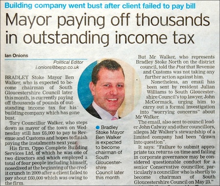 Ben Walker is paying off thousands in outstanding income tax.