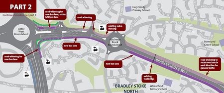 Proposed bus rapid transit route in North Bradley Stoke.