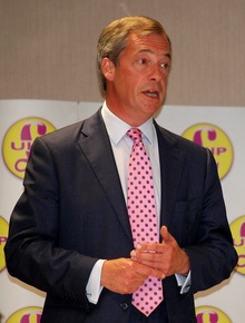 Nigel Farage MEP addresses a UKIP meeting at the Aztec Hotel in Bristol.