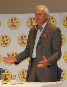 Neil Hamilton addresses a UKIP meeting at the Aztec Hotel in Bristol.