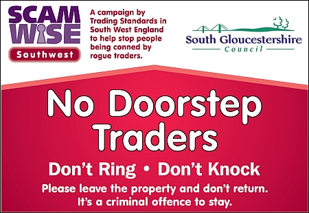 A "no doorstep traders" sign from South Gloucestershire Council.