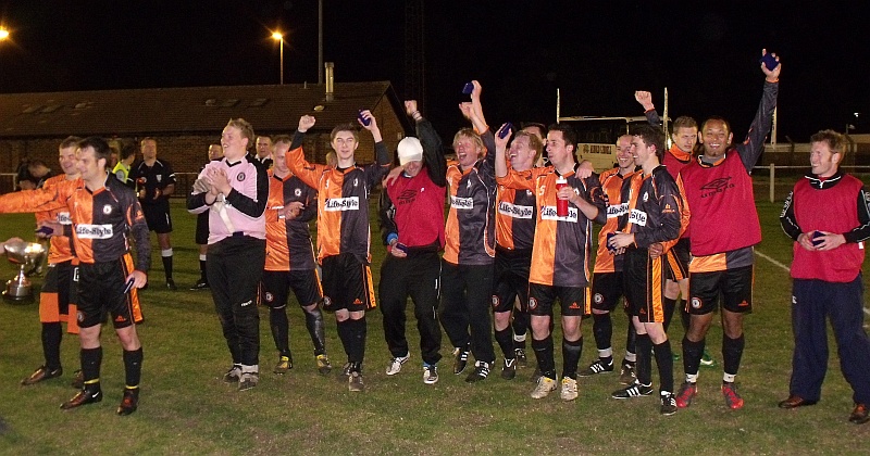 Players from Bradley Stoke Town win the Glos FA Cup in 2011.
