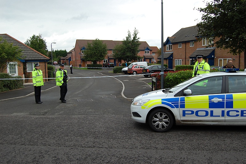 Police attend a bomb scare in Carter Walk, Bradley Stoke, Bristol.