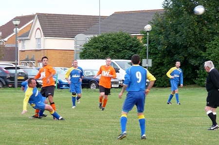 BSTFC's Andy Turner goes in for a challenge.