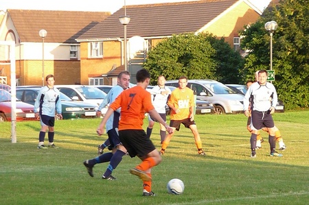 Brad Clarke on the ball for Bradley Stoke Town FC.