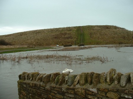 Flooding at the Three Brooks lake, Bradley Stoke, in 2002. [Photo: Andy Norman]