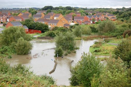 Flooding in the Three Brooks Local Nature Reserve, Bradley Stoke, Bristol.