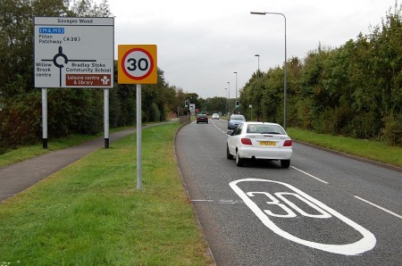 New 30mph speed limit now in force on Bradley Stoke Way,