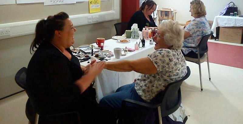 Body Shop volunteers stage a pamper session at the MS Therapy Centre.