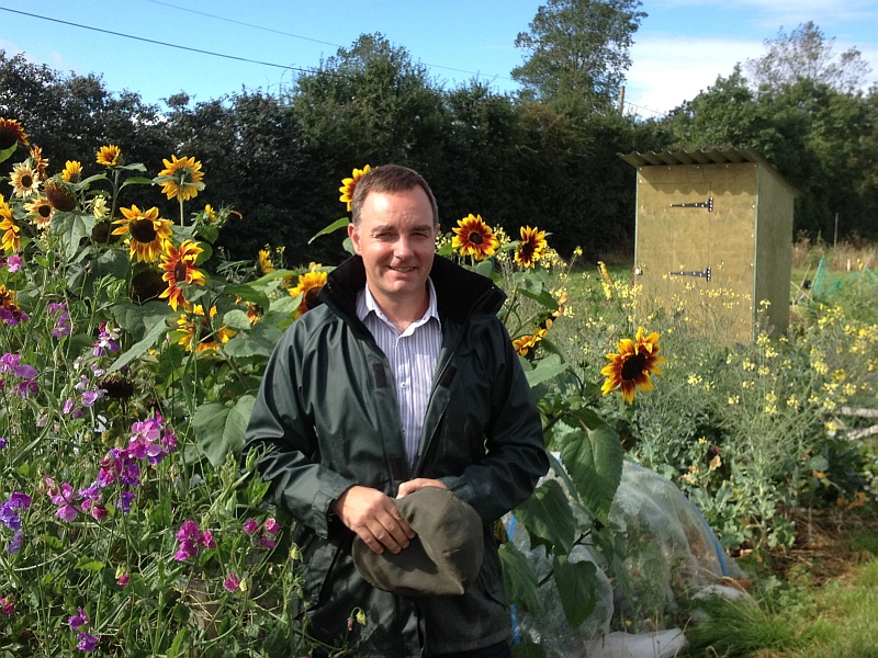 Proprietor Oakleigh Wood pictured on a plot at Hortham Farm Allotments.