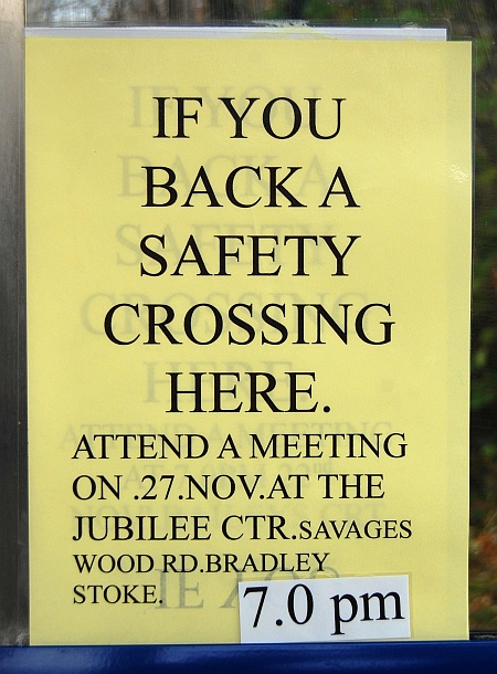 Notice displayed on the Elm Close bus stop shelter on Brook Way, Bradley Stoke.