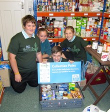 BSCS students organise food at North Bristol Foodbank.