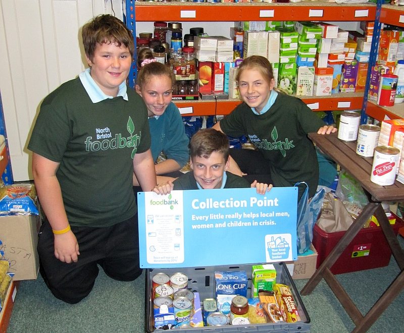 BSCS students organise food at North Bristol Foodbank.