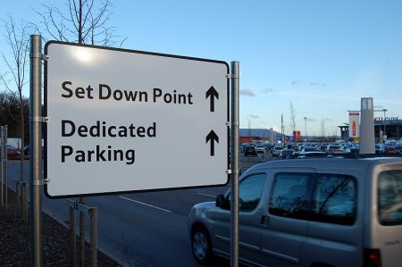 Car park at the Willow Brook Centre, Bradley Stoke, Bristol.