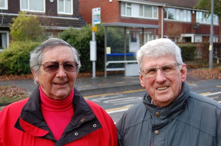 Brook Way pedestrian crossing campaigners Fred Hillberg (left) and Peter Kite.