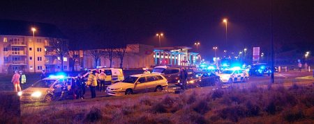 Emergency service vehicles attend a road traffic accident on Bradley Stoke Way.