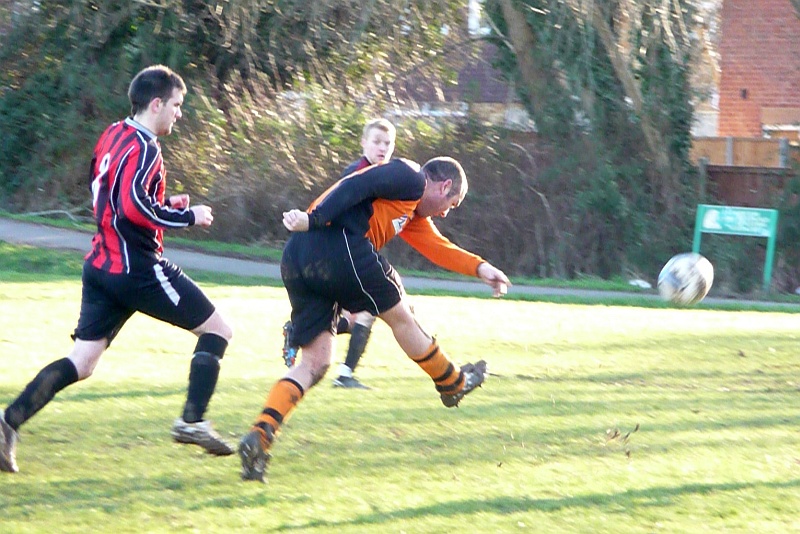 Bradley Stoke Town FC B Team player Andy Horne shoots for goal.