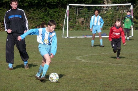 Bradley Stoke Town Youth FC Under-11 Boys in action against Highridge.