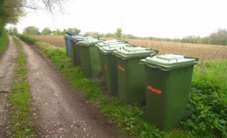 Green bins. [photo: Sebastian Ballard; licence: cc-by-sa 2.0]