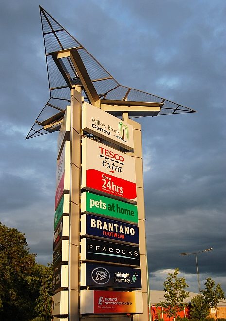 Signage at the Willow Brook Centre in Bradley Stoke, Bristol.