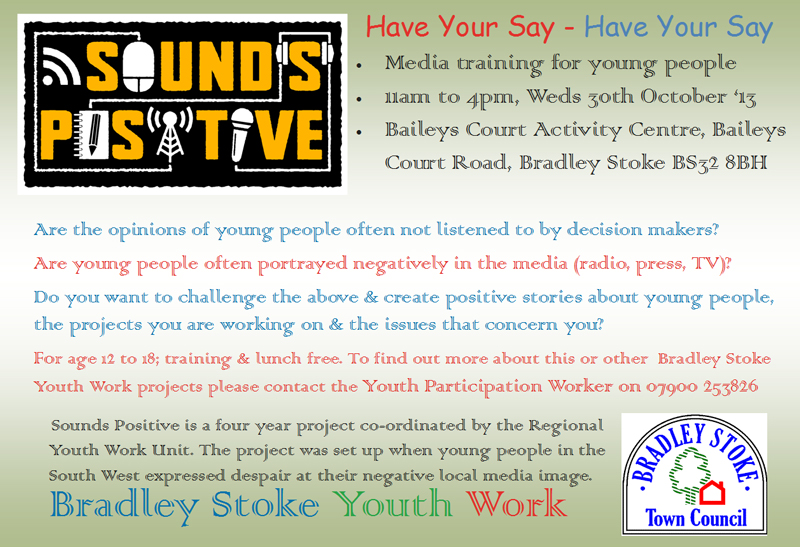Sounds Positive media training for young people in Bradley Stoke.