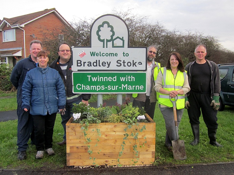 Bradley Stoke in Bloom group with planter.