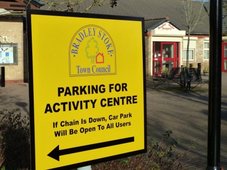 Sign displayed in the car park in January 2014.