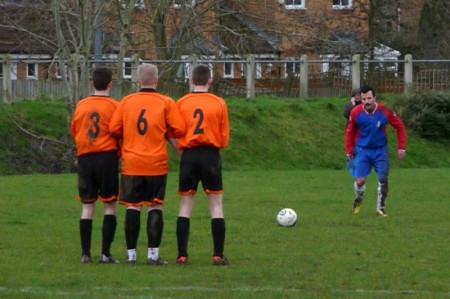 Bradley Stoke Town FC's A Team in action against Brsitol Deaf.