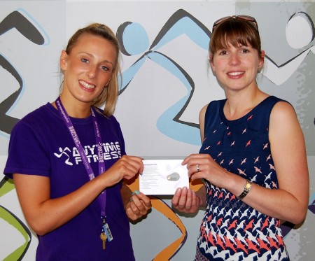 Abbie Davies (right), winner of the BSJ Anytime Fitness prize draw.
