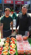 Ronnie's Fruit, Veg & Salad stall in the town square at the Willow Brook Centre, Bradley Stoke.