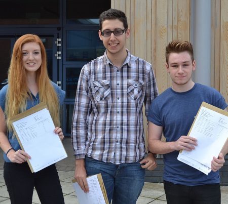 A-level high-achievers at Bradley Stoke Community School (l-r): Sophie Maxted, Alex Shoferpoor and Joe Whetter.