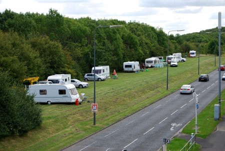 Illegal traveller encampment on Bradley Stoke Way - pictured at 12pm on Friday 22nd August 2014.
