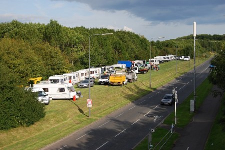 Illegal traveller encampment on Bradley Stoke Way - pictured at 6pm on Friday 22nd August 2014.