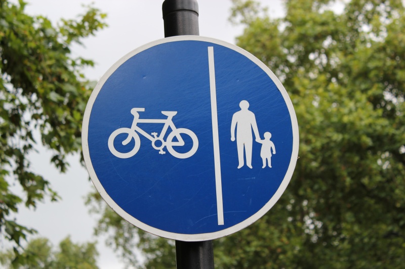 Sign for a shared use route for pedestrians and cyclists.