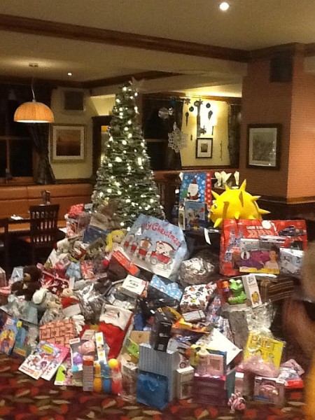 Christmas gifts for underprivileged children - donated by customers of Winter Stream Farm, Bristol.