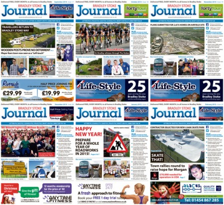 Bradley Stoke Journal magazine covers: Six issues to February 2015.