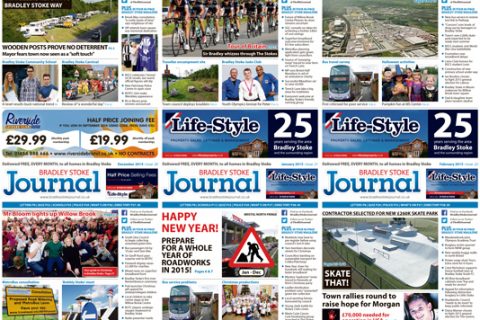 Bradley Stoke Journal magazine covers: Six issues to February 2015.