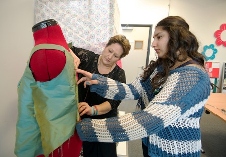 John Lewis sewing competition: Simran Kaur (right) of Bradley Stoke Community School.