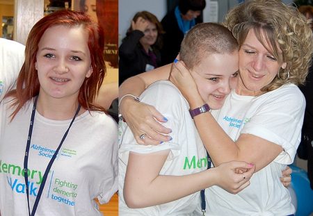 Kayleigh Smallcombe of Bradley Stoke, Bristol, who shaved her head to raise money for cancer and dementia charities, in memory of her late grandmother, Rose.